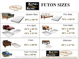 Awesome Futon Bed Size Futon Size Chart 4128 Kowalski