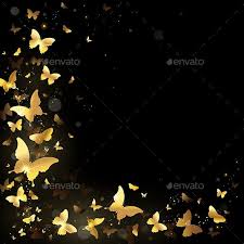 Background Black And Gold Border Design Frame Of Golden Butterflies Background Banner Gold Artwork Digital Graphics Art