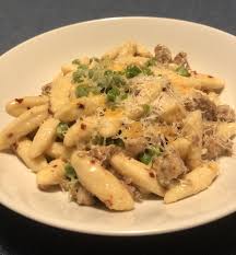 Homemade Handmade Ricotta Cavatelli Sausage Peas And Simple Parmesan Cream Sauce Food Recipes Cavatelli Recipe Cavatelli Mediterranean Recipes