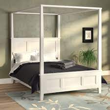 Taraval white queen canopy bed. Queen Size Wood Canopy Beds You Ll Love In 2021 Wayfair