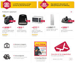 Partea de jos a paginilor din catalog cuprind un chenar rosu in care sunt cuprinse cele mai generoase oferte ale campaniei. Altex Iluzia Celui Mai Mic PreÅ£ Din Romania