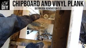 However, osb feels stiffer when you walk across a floor covered with it because there are no occasional weak panels like plywood. Chipboard Flooring And Vinyl Plank Tiles Bathroom Renovation 05 Diy Vlog 20 Youtube
