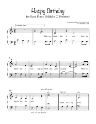 Happy Birthday Easy Piano Middle C Position Music Sheet Download Topmusicsheet Com