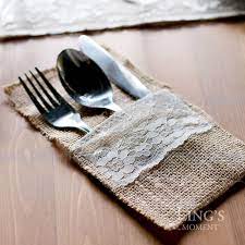 1 39 Linen Hessian Lace Rustic Silverware Holders Wedding Party Table Din Rustic Wedding Centerpieces Burlap Burlap Lace Wedding Vintage Wedding Decorations