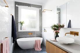 Think a little outside the box, and go with a green bathroom vanity. Trendy Bathrooms That Combine Gray And Color In Sensational Style