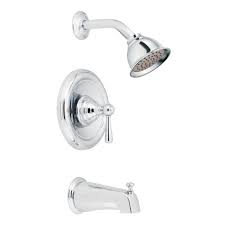 Featuring clean lines, geometric forms and a minimalist attitude, it consists of a tub spout. Home Garden Moen Adler 2 Handle 1 Spray Tub And Shower Faucet With Valve In Chrome Home Faucets