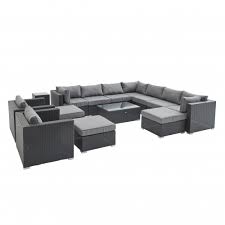 salon de jardin en resine tressee xxl tripoli noir coussins gris 14 places