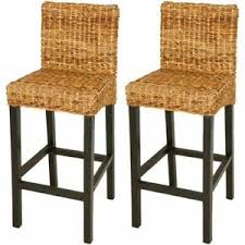 2 pcs solid mango wood bar stool dark