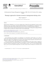 Pdf Strategic Approach To Human Resources Management During Crisis