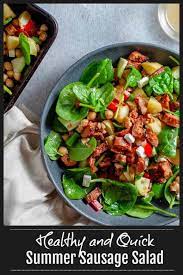 Healthy Summer Sausage Salad With Zesty Homemade Dressing Recipe Sausage Salad Whole Food Recipes Salad