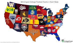 Map Of Winningest College Football Team In Each U S State College Football Teams College Football Logos College Football Map