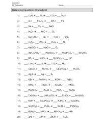 The printable worksheets are provided in pdf format with separate answer keys. Science 9 Mr Belvedere Name Balancing Equations Worksheet C3h2 02 Co2 H20 Al Fe3n2 Ain Fe Na Cl2