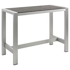 41h thickness of table top: Shore Outdoor Patio Aluminum Rectangle Bar Table Silver Gray Modway Target