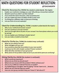Math Questions For Student Reflection Math Classroom Education Math Middle School Math