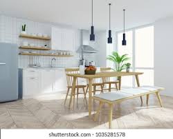 Emily, it turned to be a cheery, bright and light, cosy yet rustic, yet scandinavian, modern, …. Modern Scandinavian Kitchen Dinning Room Interiorwood Stock Illustration 1035281578
