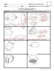 Student review projects 1st hour. Michael Masterson Unit 11 Homework 7 Volume Of Prisms And Cylinders Pdf Course Hero