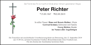 Самые новые твиты от peter richter (@petergrichter): Peter Richter Traueranzeige Trauer Infranken De
