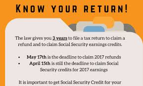 Online form 11 returns via revenue online service originally had a later deadline of november 14th. 3 15 Deadline To Claim 2017 Refund 4 15 For 2017 Social Security Earnings Philadelphia Legal Assistance