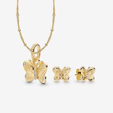 Pandora Shine Decorative Butterfly Earring And Necklace Set Pan Butterfly Earrings Necklace Set Pandora Jewelry