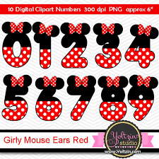 Minnie Mouse Clipart Numbers Ears Red Black Age Digital Clip Etsy Minnie Mouse Clipart Mickey Mouse Clipart Minnie Mouse