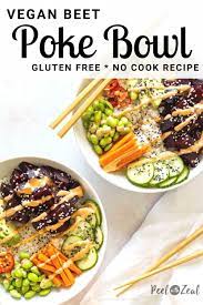 Beet Poke Bowl Vegetarian Recipe Pesco Vegetarian Recipes High Protein Vegetarian Recipes Vegan Recipes