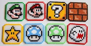 Mario Hama Bead Sous Verres Par Crackbraincrafts Sur Etsy Sous Verres Avec Perles De Hama Billes De Fer Perle Hama Mario