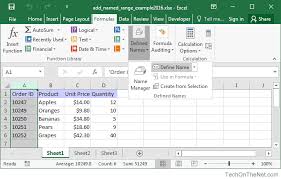 Ms Excel 2016 Add A Named Range
