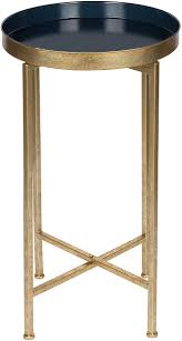 Amazon Com Kate And Laurel Celia Round Metal Foldable Tray Accent Table 14x14x25 75 Gold Navy Blue Kitchen Dinin In 2020 End Tables Metal End Tables Accent Table