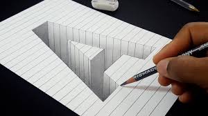 Easy Drawing How To Draw 3d Hole Letter A Shape In Line Paper 3d Art For Kids Easy Drawings Drawings On Lined Paper Illusion Drawings
