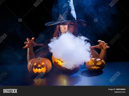Witch hat decoration halloween jack o lantern pumpkin scary faces smile emoji icons set isolated cartoon design vector. Ominous Witch Hat Image Photo Free Trial Bigstock