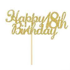 Happy 18th birthday cake topper. Happy 18th Birthday Cake Topper Gold Glitter Hello 18th Birthdayanniversary Party Decor Happy Birthday 18th Anniversary Party Decorations Birthday Cake Toppers