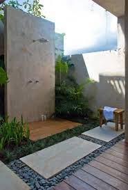 White solid wood floating cabinet storage outdoor. 66 Outdoor Bathroom Designs That You Gonna Love Digsdigs