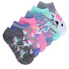 Highpoint Kids 6 Pack Unicorn No Show Socks Assorted No Show Socks Baby Girl Socks Kids Fashion Swag