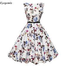 Rockabilly swing dress, circle dress baby blue sun dress floral pattern 100% cotton dress zipper in back 34 bust, 24 in waist , open hips skirt measures 22 1/2 in from waist this flirty summer dress is perfect for hot summer days. Audrey Hepburn Retro Summer Dress Women Vintage 50s 60s Floral Print Sleeveless Rockabilly Swing Party Dresses Vestido Femininos Buy At The Price Of 10 83 In Aliexpress Com Imall Com