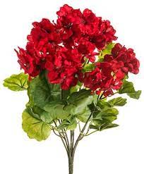 Whaline 3 bunches artificial silk sunflower fake sunflower with 13 heads realistic flower bouquet faux floral arrangements for home wedding anniversary table centerpiece spring summer decoration. Amazon Com Three 18 Artificial Geranium Flower Bushes In Red For Home Garden Decoration Home Kitchen