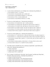 The probability of the compound event: Worksheet Compound Probability Dice Probability