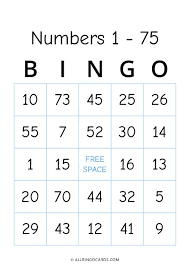 Free printable bingo cards 1 75. 1 75 Number Bingo Game Cards