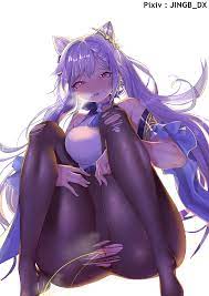 female only genshin impact hairpin jingb dx keqing (genshin  impact) pantyhose peeing pixiv purple hair pussy solo female twintails  uncensored urination urine 