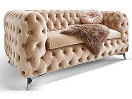 Chesterfield Sofa Couch Stoff Samt 3 Sitzer 2 Sitzer Sessel 1 Sitzer Designer Mobel Emma 2 Sitzer Creme Beige Settee Living Room Furniture Chesterfield Sofa