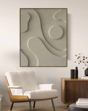 Monochromatic 3D relief art provides architectural depth while maintaining a clean, minimalist aesthetic., AI generated