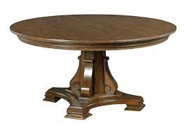 Thick flat polish tempered glass table top. Kincaid Furniture Portolone Stellia 60 Round Solid Wood Dining Table With Carved Wood Pedestal Base Belfort Furniture Dining Tables