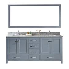 Virtu Usa Caroline Avenue 72 In W Bath Vanity In Gray With Marble Vanity Top In White With Square Basin And Mirror Gd 50072 Wmsq Gr The Home Depot In 2020 Marble Vanity Tops