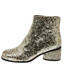 Save $5.00 with coupon (some sizes/colors) Marc Jacobs Metallic Gold Coarse Glitter Camilla Block Heel Ankle Boots Size 37 Marc Jacobs Tlc