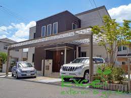 ｍシェード ｌ字型 三協アルミ 三田市 外構 家 外観 ナチュラルモダン エクステリア