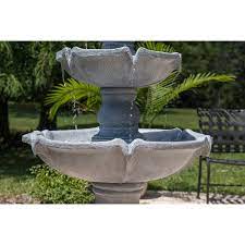 The fountain has a rectangular textured column that features a tiered bowl where water cascades down to the base. Oleander 62 Outdoor 3 Tier Floor Fountain 30 X 62 On Sale Overstock 20740826