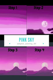 Step By Step Process Of Pink Sky Painting Digital Painting Sky Painting Sky Digital
