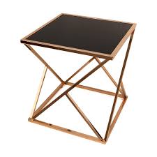 Danya B Square End Table With Glass Top Rose Gold Black Gold End Table End Tables Danya B
