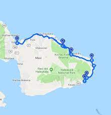 The narrow road with 54 one lane bridges and over 300 ess curves winds its way through the tropical east coast. Hana Highway Maui Hi Google My Maps