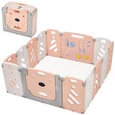 Buy Heao Foldable Baby Playpen Activity Area Play Yard With Whiteboard And Safety Activity Wall Indoors Or Outdoors 14 Panel Pink Online In Italy B0983nhd5s