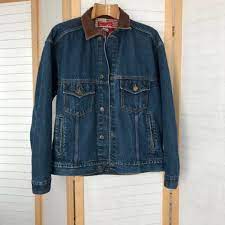 Marlboro Country Store Denim Jacket Leather Collar Barn Coat Trucker Sz L Fashion Clothing Shoes Accessories Men Vintage Denim Jeans Jackets Coats Jackets